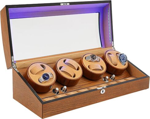 Automatic Watch Winder Display Box 5 Modes Watch Winder with Silent Motor Watch Display Case with 8+9 Slots Mechanical Watches Shaker for Most Automatic/Semi-Automatic Mechanical Watches (Brown) in Saudi Arabia