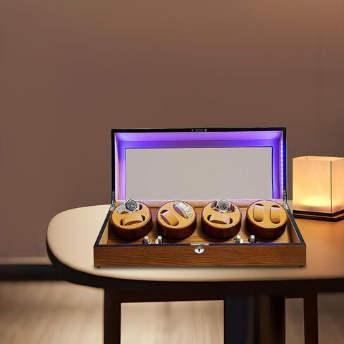 Automatic Watch Winder Display Box 5 Modes Watch Winder with Silent Motor Watch Display Case with 8+9 Slots Mechanical Watches Shaker for Most Automatic/Semi-Automatic Mechanical Watches (Brown) in Saudi Arabia