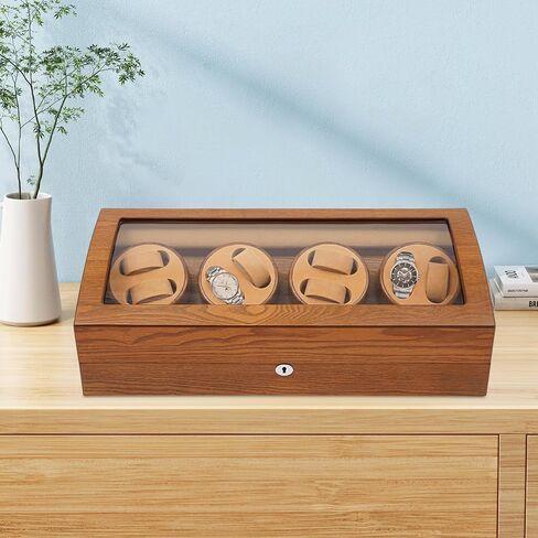 Automatic Watch Winder Display Box 5 Modes Watch Winder with Silent Motor Watch Display Case with 8+9 Slots Mechanical Watches Shaker for Most Automatic/Semi-Automatic Mechanical Watches (Brown) in Saudi Arabia
