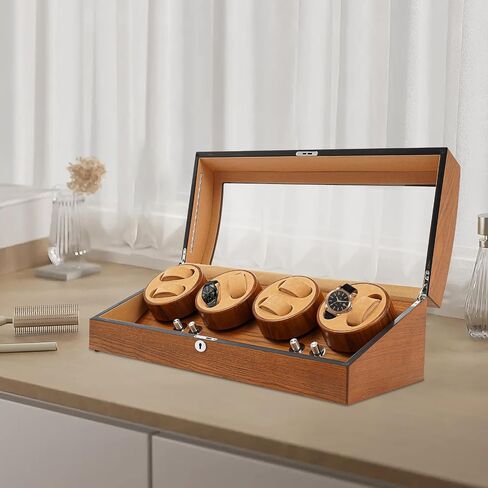 Automatic Watch Winder Display Box 5 Modes Watch Winder with Silent Motor Watch Display Case with 8+9 Slots Mechanical Watches Shaker for Most Automatic/Semi-Automatic Mechanical Watches (Brown) in Saudi Arabia