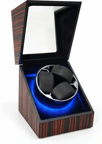 3 Watch Winder for Automatic Watches, Watch Rotator for Rolex 5 Rotation Modes Box with Blue Light, Watches Winder Case USB-C or Battery Powered Present for Men Quiet Mabuchi Motor(≤5db) in Saudi Arabia