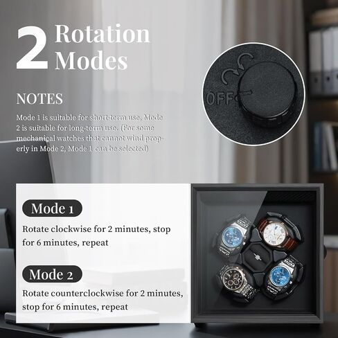 Mcbazel 4 Watch Winder for Automatic Watches, Automatic Watch Winder Box with Super Quiet Motor, 2 Rotation Mode & Ring Holder, Ideal Gift for Men, Father, Women [Black] in Saudi Arabia
