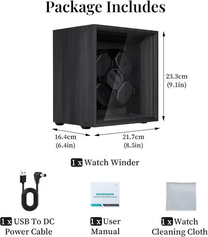 Mcbazel 4 Watch Winder for Automatic Watches, Automatic Watch Winder Box with Super Quiet Motor, 2 Rotation Mode & Ring Holder, Ideal Gift for Men, Father, Women [Black] in Saudi Arabia