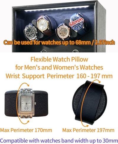 Oryx 4 Watch Winder for Automatic Watches, Rotating Watch Box 5 Rotation Modes Display Case with Extra Perfume Storage, Lockable Winders White Light USB/AC Powered Mabuchi Motor in Saudi Arabia