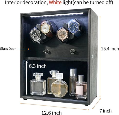 Oryx 4 Watch Winder for Automatic Watches, Rotating Watch Box 5 Rotation Modes Display Case with Extra Perfume Storage, Lockable Winders White Light USB/AC Powered Mabuchi Motor in Saudi Arabia