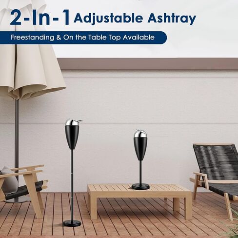 Ash Tray, 3-Level Adjustable Cigar Ashtray, Standing Ashtray with Lid, Flip-open Outdoor Ashtray, Black Ashtrays for Cigarettes with Weighted Base, Smokeless Ash Trays Outdoors Indoor Home Patio in Saudi Arabia