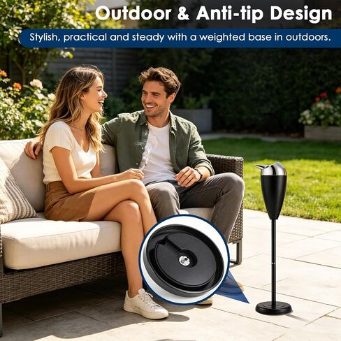 Ash Tray, 3-Level Adjustable Cigar Ashtray, Standing Ashtray with Lid, Flip-open Outdoor Ashtray, Black Ashtrays for Cigarettes with Weighted Base, Smokeless Ash Trays Outdoors Indoor Home Patio in Saudi Arabia