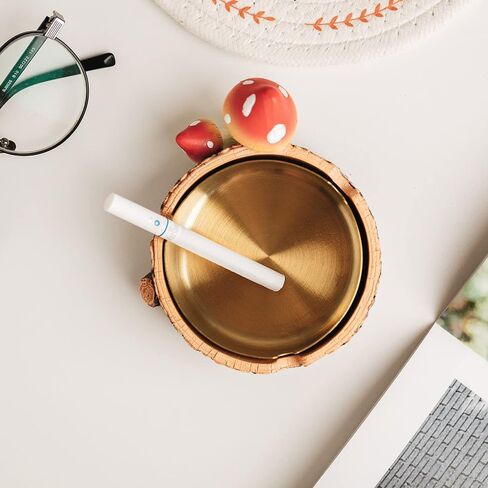 Cute Mushroom Ashtray with Stainless Steel Tray for Cigarette, Natural Resin Ash Tray for Indoor or Outdoor use, Ash Holder for Home and Garden Decor in Saudi Arabia