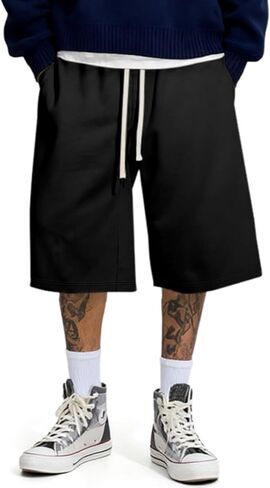 Dokotoo Men Mens Baggy Sweat Shorts Y2K Streetwear Loose Fit Under Knee Length Casual Drawstring Shorts in Kuwait