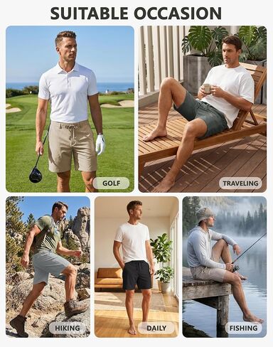 JWM Mens Golf Shorts 5"/7" Inseam - Stretch Lightweight Quick Dry Performance Casual Work Shorts with Mulit Zipper Pockets in Kuwait