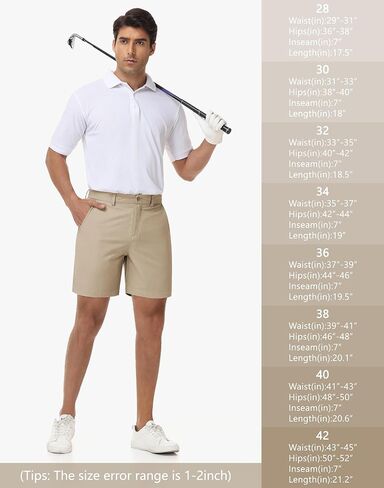 JWM Mens Golf Shorts 5"/7" Inseam - Stretch Lightweight Quick Dry Performance Casual Work Shorts with Mulit Zipper Pockets in Kuwait