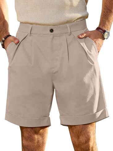 JEMLDL Men's Cotton Linen Shorts 7.5" Casual Pleated Summer Vacation Beach Elastic Waist Shorts with Pockets in Saudi Arabia