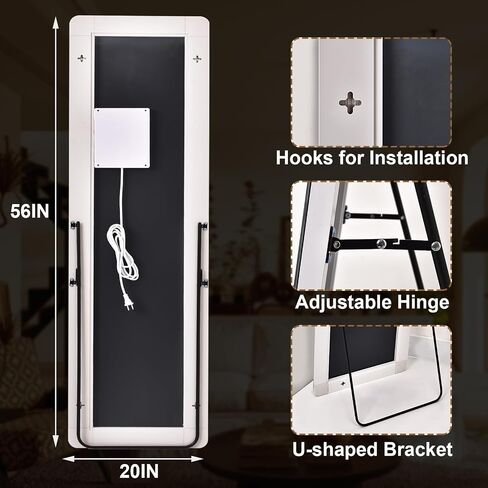 GLSLAND LED Full Length Mirror - 56" x 20" Floor Standing Mirror with Light for Bedroom/Cloakroom -Dimmable & 3 Color Lighting/Wall Mounted Full Body Mirrors in Saudi Arabia