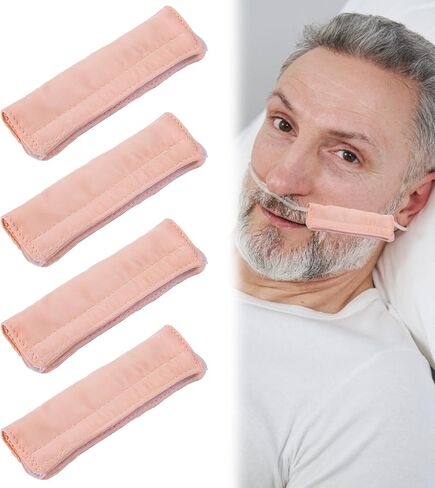 4 Pcs Nasal Oxygen Cannula Cover,Silky Satin Finish Oxygen Tubing Accessories,Covers for Oxygen Nasal Cannula to Prevent Facial Indentations and Irritation (Pink) in Kuwait