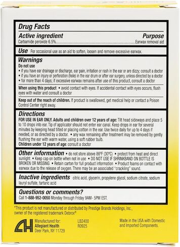 HealthA2Z® Ear Wax Removal Kit, Carbamide Peroxide 6.5%, Microfoam Cleansing Action, Alcohol Free, Includes Rubber Bulb & Dropper, 0.5 fl oz (15mL) in Kuwait