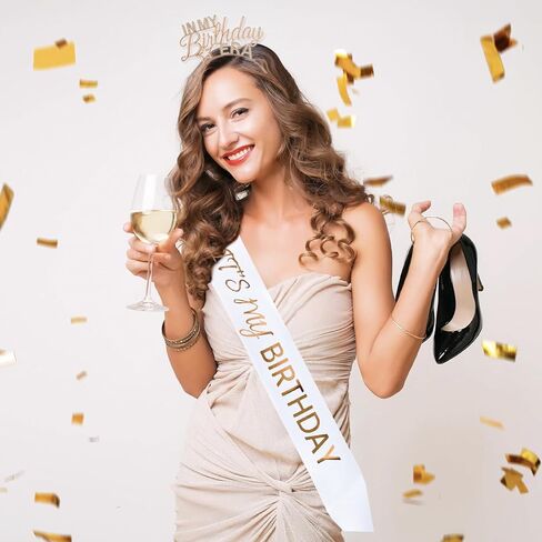 Birthday Sash and Tiara for Women – In My Birthday Era Rose Gold Rhinestone Headband, It’s My Bday Satin Sash, Classy Birthday Outfit Accessories in Saudi Arabia