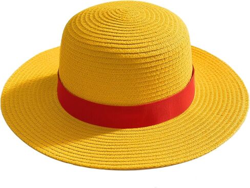Straw Hat,Yellow Costume Cosplay Hats,Summer Beach Cap with String for Men Women Youth Halloween Pirate Party Cosplay Accessories in Kuwait