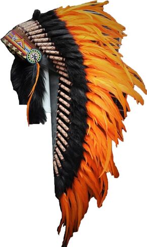 Native American Inspired Headdress - Handcrafted with Genuine Feathers and Beads in Saudi Arabia