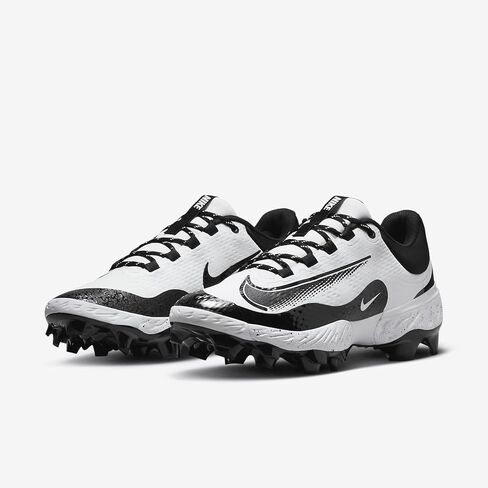 حذاء البيسبول Nike Alpha Huarache Elite 4 Low MCS للرجال (FD6255-108، أبيض/أسود) مقاس 13 in Kuwait