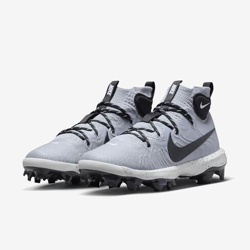 حذاء البيسبول Nike Alpha Huarache NXT MCS للرجال (DJ6519-003، رمادي ذئب/أبيض/بلاتيني نقي/رمادي دخاني داكن) مقاس 9 in Kuwait