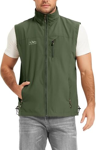 Flygo Mens Summer Lightweight Outdoor Vest Casual Utility Travel Work Fishing Hiking Photo Vest with Pockets in Kuwait