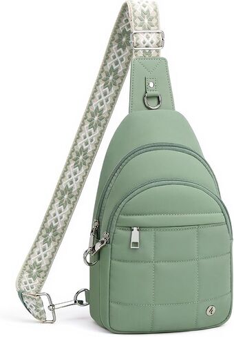 Anti Theft Sling Bag for Men & Women, Lightweight Puffer RFID Crossbody Bag for Travel, Commuting & City Walking, Hands-Free Everyday Essentials Bag Green in Kuwait
