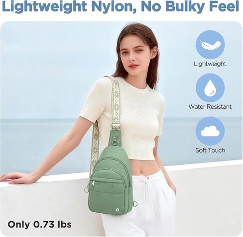 Anti Theft Sling Bag for Men & Women, Lightweight Puffer RFID Crossbody Bag for Travel, Commuting & City Walking, Hands-Free Everyday Essentials Bag Green in Kuwait