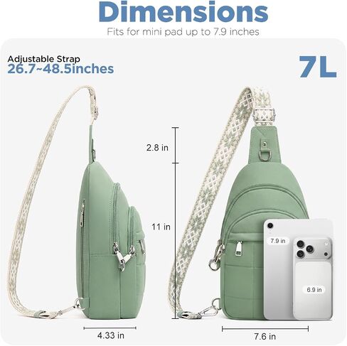 Anti Theft Sling Bag for Men & Women, Lightweight Puffer RFID Crossbody Bag for Travel, Commuting & City Walking, Hands-Free Everyday Essentials Bag Green in Kuwait