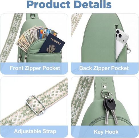 Anti Theft Sling Bag for Men & Women, Lightweight Puffer RFID Crossbody Bag for Travel, Commuting & City Walking, Hands-Free Everyday Essentials Bag Green in Kuwait