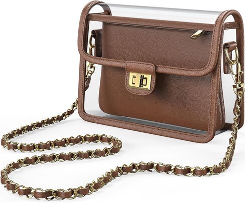 Clear Crossbody Purse for Women Stadium Approved 7.25" x 5.25" - UV TPU Luxury Bag with Wallet & 43" Chain in Kuwait