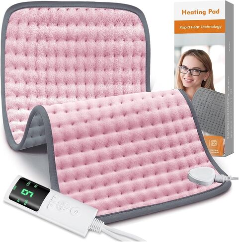 Heating Pad for Back Pain Relief, Heating Pads for Period Cramps with 9 Heat Settings & 4 Timers Auto-off, Machine Washable, Dry & Moist Heat, Soft Electric Heating Pad for Sore Muscles,Gift,12''×24'' in Saudi Arabia