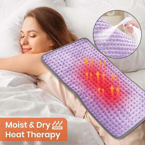 Heating Pad for Back Pain Relief, Heating Pads for Period Cramps with 9 Heat Settings & 4 Timers Auto-off, Machine Washable, Dry & Moist Heat, Soft Electric Heating Pad for Sore Muscles,Gift,12''×24'' in Kuwait