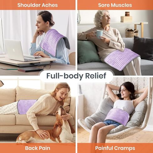 Heating Pad for Back Pain Relief, Heating Pads for Period Cramps with 9 Heat Settings & 4 Timers Auto-off, Machine Washable, Dry & Moist Heat, Soft Electric Heating Pad for Sore Muscles,Gift,12''×24'' in Kuwait