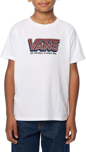 تي شيرت Vans للأولاد بأكمام قصيرة - تي شيرت كاجوال برسومات للأولاد والبنات، مقاس عادي، ناعم 100% قطن، ياقة مضلعة in Kuwait