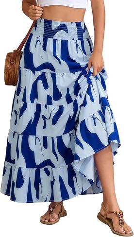 Lyrur Maxi Skirts for Women Trendy Summer 2026 Spring Long Flowy A Line Tiered Boho Skirt in Saudi Arabia