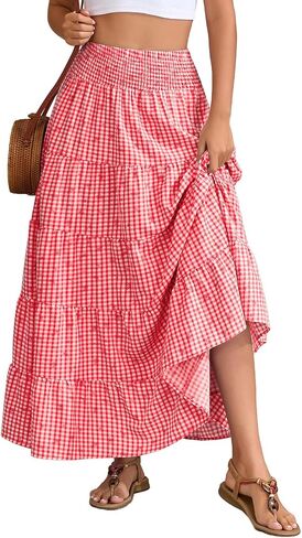 Lyrur Maxi Skirts for Women Trendy Summer 2026 Spring Long Flowy A Line Tiered Boho Skirt in Saudi Arabia