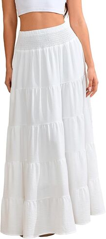 Lyrur Maxi Skirts for Women Trendy Summer 2026 Spring Long Flowy A Line Tiered Boho Skirt in Saudi Arabia