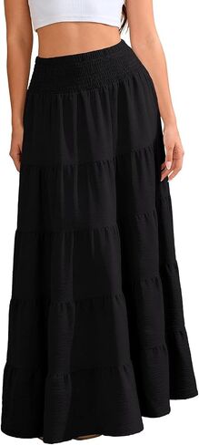 Lyrur Maxi Skirts for Women Trendy Summer 2026 Spring Long Flowy A Line Tiered Boho Skirt in Saudi Arabia