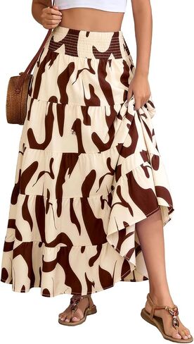 Lyrur Maxi Skirts for Women Trendy Summer 2026 Spring Long Flowy A Line Tiered Boho Skirt in Saudi Arabia
