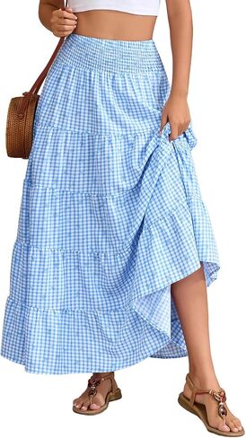 Lyrur Maxi Skirts for Women Trendy Summer 2026 Spring Long Flowy A Line Tiered Boho Skirt in Saudi Arabia
