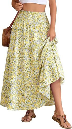 Lyrur Maxi Skirts for Women Trendy Summer 2026 Spring Long Flowy A Line Tiered Boho Skirt in Saudi Arabia