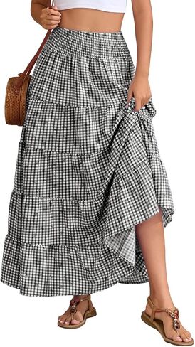 Lyrur Maxi Skirts for Women Trendy Summer 2026 Spring Long Flowy A Line Tiered Boho Skirt in Saudi Arabia