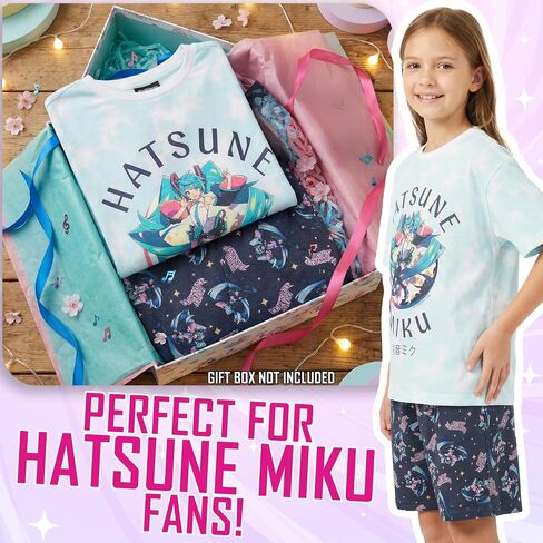 Get Trend Hatsune Miku Girls Pajamas Set 2Pc, Cotton T Shirt & Summer PJ Shorts, Soft Lounge Set, Teens Sleepwear, Size 7-16 in Kuwait