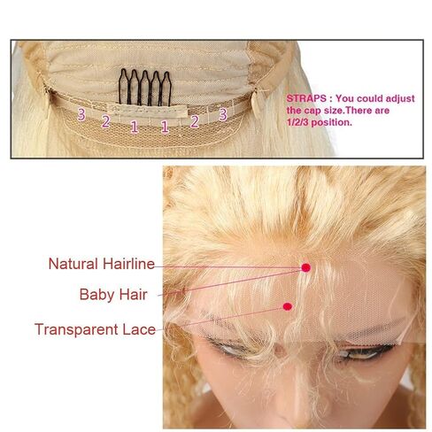 613 Lace Front Wig Human Hair 32 Inch, 13x6 HD Transparent Lace Deep Wave Wig, 180% Density Glueless Blonde Lace Frontal Wig Pre Plucked with Baby Hair, Natural Hairline Long Curly Human Hair Wig in Kuwait