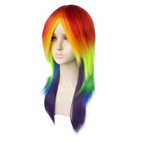 JoneTing Ombre Rainbow Wig for Women 62CM/25inches Straight Colorful Hair Carnival Multicolor Wigs Pride Day Wigs for Anime Cosplay Halloween Festival Christmas Scene Wig Outfits in Kuwait
