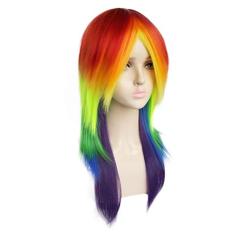 JoneTing Ombre Rainbow Wig for Women 62CM/25inches Straight Colorful Hair Carnival Multicolor Wigs Pride Day Wigs for Anime Cosplay Halloween Festival Christmas Scene Wig Outfits in Kuwait