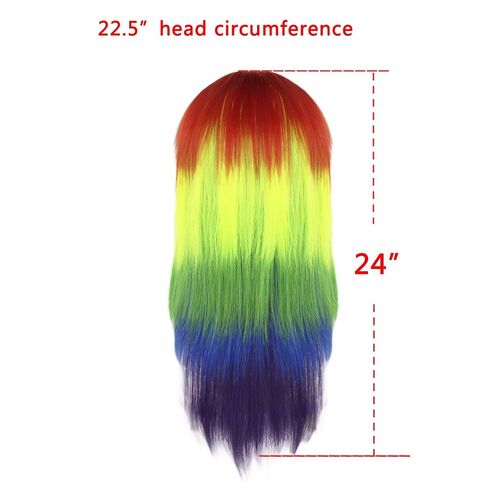 JoneTing Ombre Rainbow Wig for Women 62CM/25inches Straight Colorful Hair Carnival Multicolor Wigs Pride Day Wigs for Anime Cosplay Halloween Festival Christmas Scene Wig Outfits in Kuwait