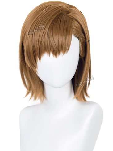 Half and Half Reze Cosplay Wig Dark Purple Anime Cosplay Short Wigs with Bangs & Bun Deep Grape Purple Female Wig for Halloween Party Women Costumes in Saudi Arabia
