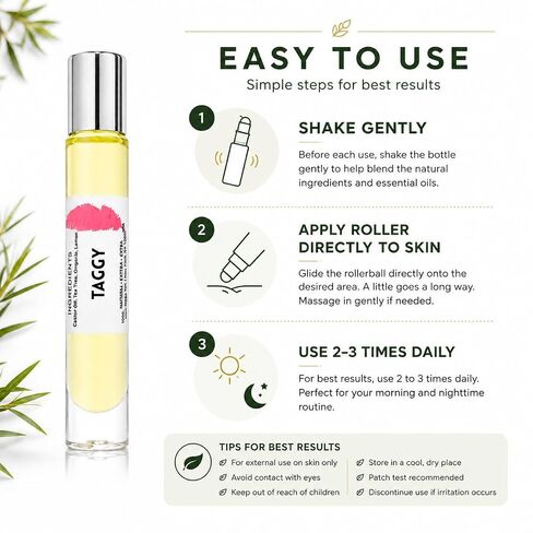 No Crap In It Taggy Botanical Roller | Natural Castor Oil, Tea Tree, Oregano & Lemon Blend | Precision Rollerball for Targeted Skincare | Handmade Small-Batch in Texas USA | 10ml in Saudi Arabia