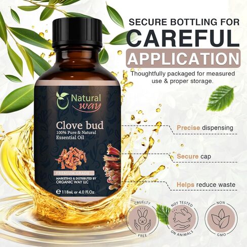 Clove Bud Essential Oil for Diffusers | Natural Aroma Oil for Home Fragrance, Humidifier & DIY Candle Making, Long Lasting Scent for Office, Bedroom & Soothing Scent 4 Fl Oz (120 mL) in Saudi Arabia